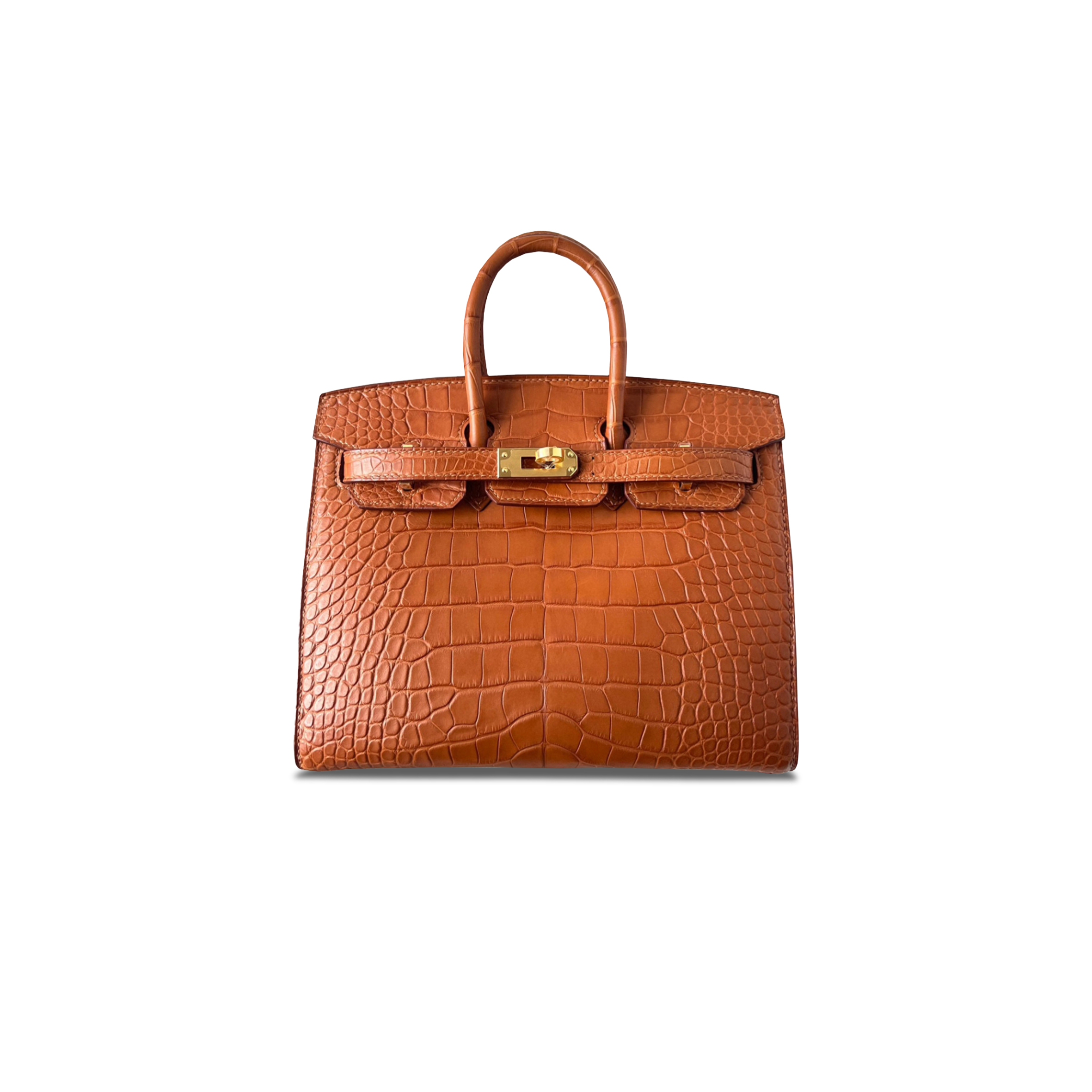 HERMÈS MASTER BIRKIN 20 CROCODILE LEATHER GOLDEN BROWN GOLD BUCKLE H041350CK06 (20*15.5*11cm)